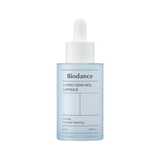 Biodance Hydro Cera-Nol Ampoule 50ml - Hydrating serum with low-molecular panthenol, 15-layered hyaluronic acid, and ceramides for soothing, moisturising, and strengthening sensitive skin.