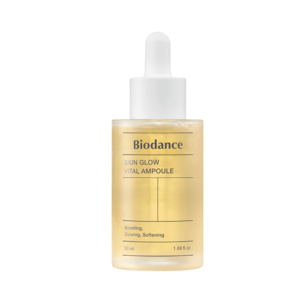 Biodance Skin Glow Vital Ampoule 50ml - brightening Korean facial serum with Niacinamide, Arbutin, and Hyaluronic Acid for radiant, hydrated skin.