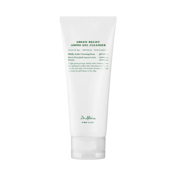 Dr. Althea Green Relief Amino Gel Cleanser, highlighting its gentle formula for sensitive skin, a key product in Korean skincare routines.