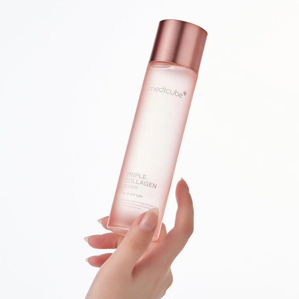 Medicube Triple Collagen Toner 140ml, TikTok-trending Korean skincare product, Medicube toner for elasticity, hydration, and achieving glass skin.