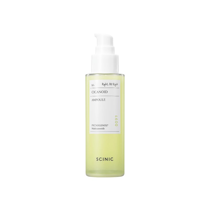 SCINIC Cicanoid Ampoule – soothing and hydrating serum with Centella Asiatica, peptides, and pycnogenol for sensitive, irritated skin.