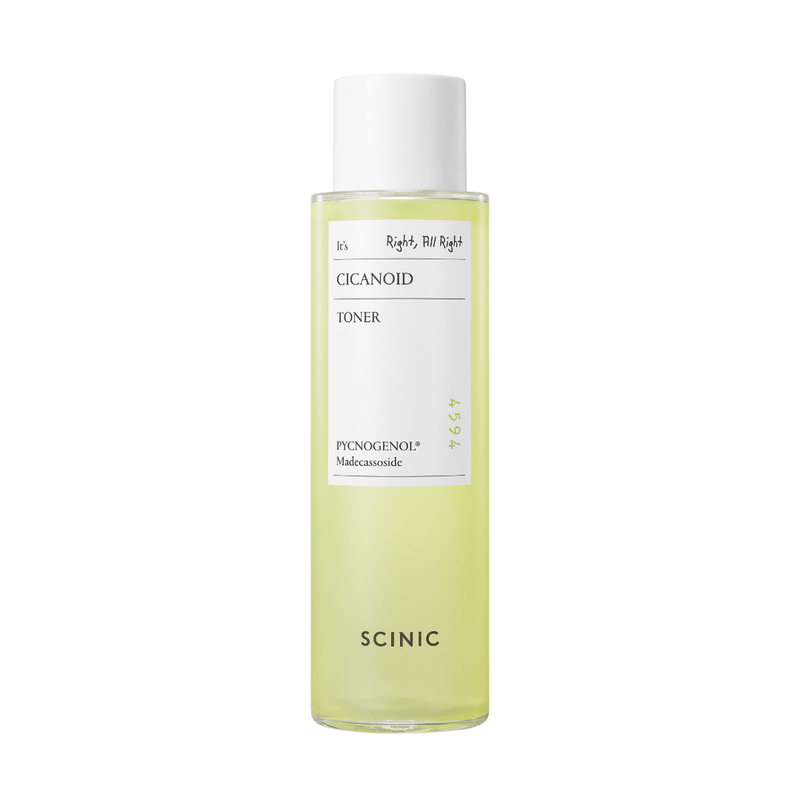 SCINIC Cicanoid Toner – soothing and hydrating toner with Centella Asiatica, Pycnogenol, and Niacinamide for calming and revitalising sensitive skin.