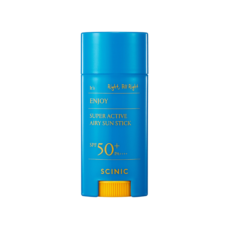 SCINIC Enjoy Super Active Airy Sun Stick SPF50+ PA++++ – lightweight, portable sunscreen stick with a matte finish, perfect for oily skin and on-the-go UV protection