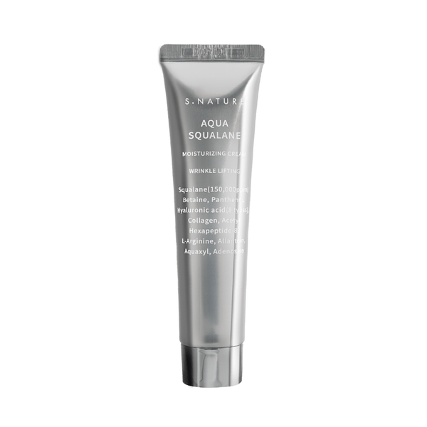 S.Nature Aqua Squalane Moisturizing Cream in a sleek tube, formulated with squalane for deep hydration, skin barrier repair and long-lasting moisture, perfect for dry and sensitive skin.