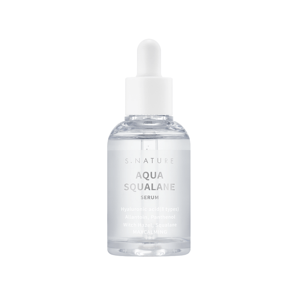 S.Nature Aqua Squalane Serum in an elegant bottle, formulated with squalane for deep hydration, skin barrier repair, and enhanced elasticity, perfect for moisturising and revitalising all skin types.

